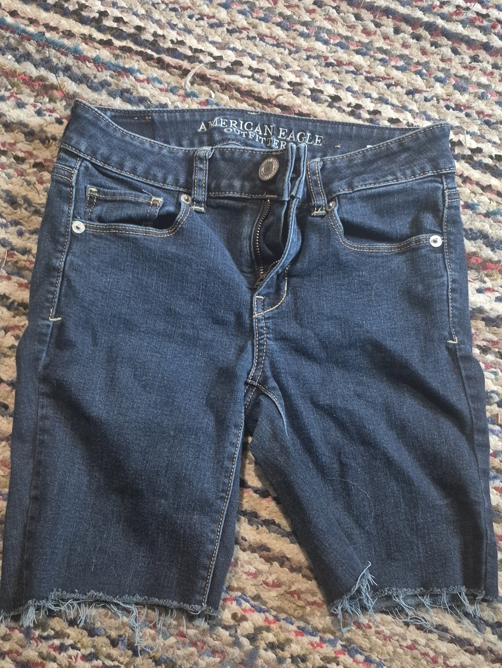 American Eagle Outfitters Dark Indigo Cropped Denim Shorts